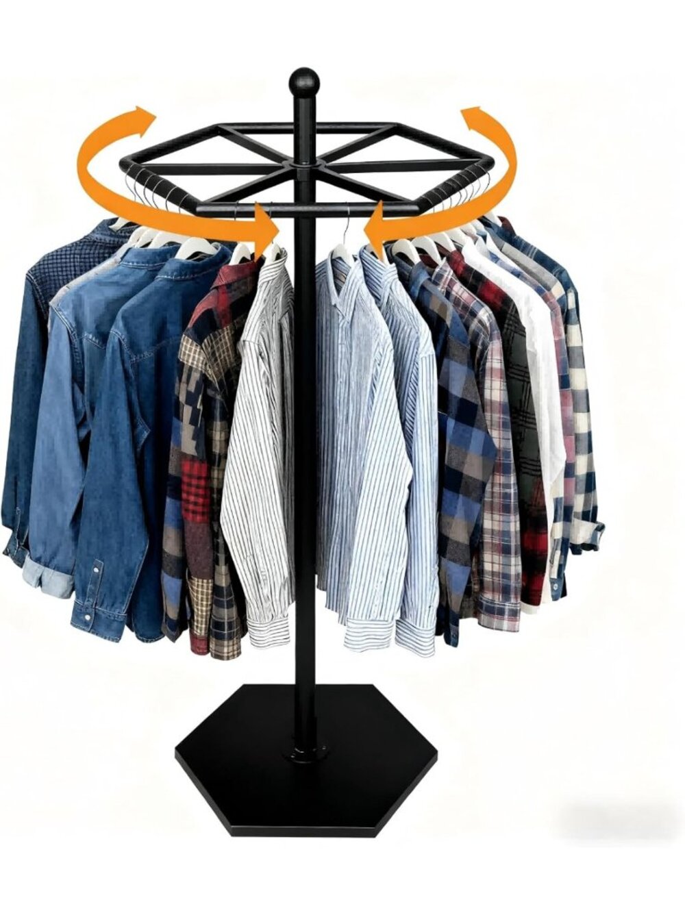 23-Inch Heavy Duty Rotating Clothes Rack - Freestanding Round Display for Home